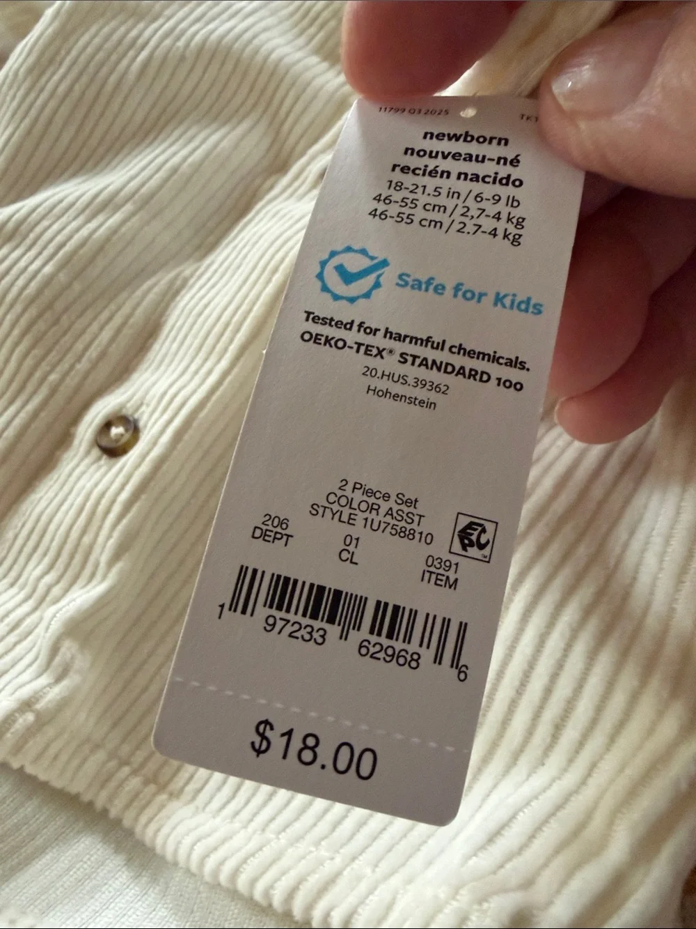 Carter's Cream Long-Sleeve Button Shirt with Tan Pants - Newborn Matching Set